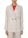 Alysi Checked Double-breasted Jacket In Beige
