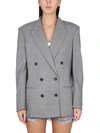 Stella Mccartney Oversize Double Breasted Stretch Wool Jacket In Black