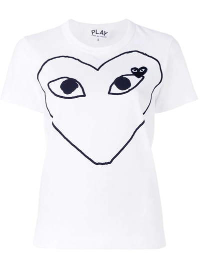 Comme Des Garçons Play Logo-patch Printed T-shirt In White