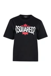 Dsquared2 Women's Short Sleeve Printed Cotton T-shirt In Black