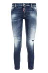 Dsquared2 Stretch Cotton Cropped Jeans In Denim