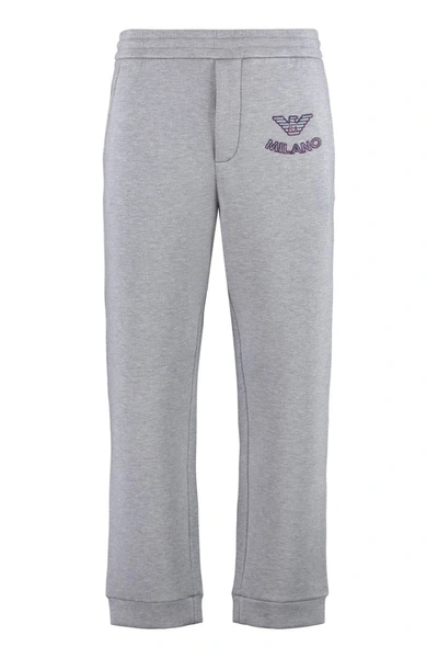 Emporio Armani Embroidered Sweatpants In Grey