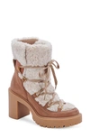 Dolce Vita Celtic Womens Faux Fur Winter Block Heels In Brown Leather