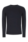 Fedeli Night Blue Cashmere Crew Neck Pullover In Blue