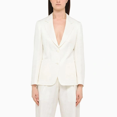 Ferragamo Silk And Linen Jacket In White