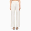 Ferragamo Chambray Straight Trousers In White