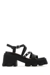 Ganni Black Leather Cleated Sandals In Black