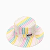 Ganni Stripe Logo Patch Organic Cotton Bucket Hat In Multicolor