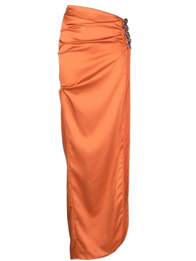 Gcds Logo Long Skirt In Orange