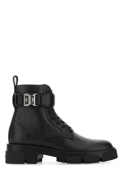 Givenchy Terra Leather Combat Boots In Black