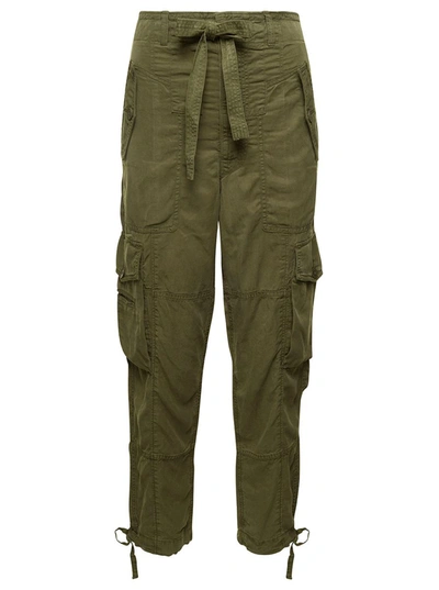 POLO RALPH LAUREN GREEN CARGO TAPERED PANTS WITH DRAWSTRING IN LYOCELL BLEND WOMAN