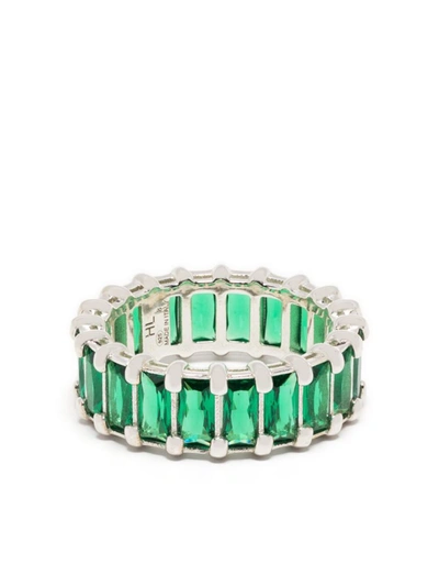 Hatton Labs Baguette Eternity Ring In Green