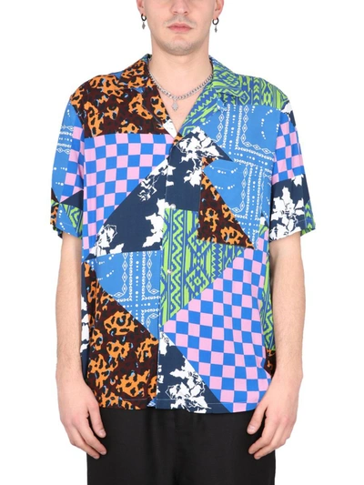 Marcelo Burlon County Of Milan Mix Print Shirt In Blue