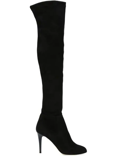 Jimmy Choo Turner Black Suede And Stretch Suede Over The Knee Boots