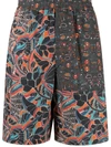 Isabel Marant Black Floral Print Cotton Shorts - Men's - Cotton In 01bk Black