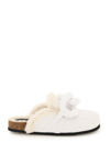 Jw Anderson J.w. Anderson Leather Chain Mules With Shearling Lining In White