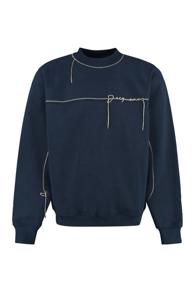 Jacquemus Navy Le Raphia 'le Sweatshirt Fio' Sweatshirt In Blue