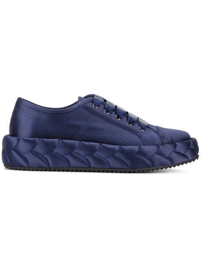 Marco De Vincenzo Braided Platform Sole Satin Trainers In Blue