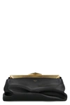 Jimmy Choo Leather Diamond Frame Clutch Bag In Black