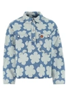 Kenzo Printed Denim Polo Overshirt In Floral