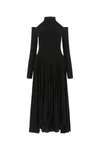 Khaite Dasa Cold-shoulder Paneled Pleated Stretch-jersey Halterneck Midi Dress In Black