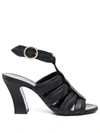 Khaite Perth Caged Calfskin Block-heel Sandals In 200 Black