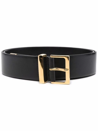Khaite Robbi Leather Belt In 255 Gold/black