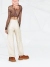 Knwls Crossover-shawl Argyle-print Top In Brown