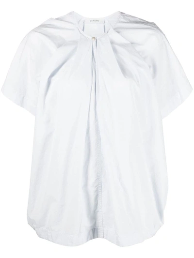 Lemaire Pleated Short-sleeve Top In Sky