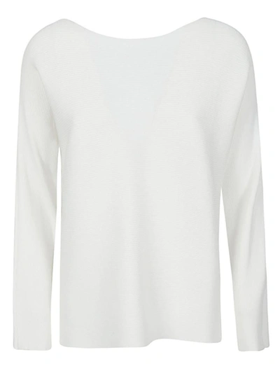 Liviana Conti Ribbed Viscose Sweater In White