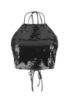 Magda Butrym Black Sequins Crop-top In Black