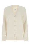 Maison Margiela Cotton Blend Cardigan With Back Iconic Stitching.this Garnment Has Been Treated In Order To Give The In White