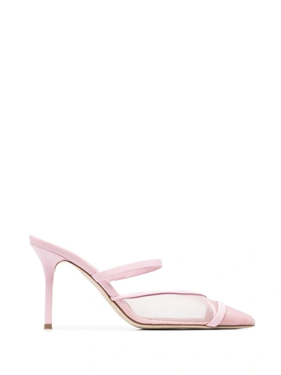 Malone Souliers Clio 85 Lace Detail Leather Mules In Pink