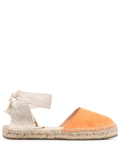 Manebi Valenciana Hamptons Flat Espadrilles In Bright Orange