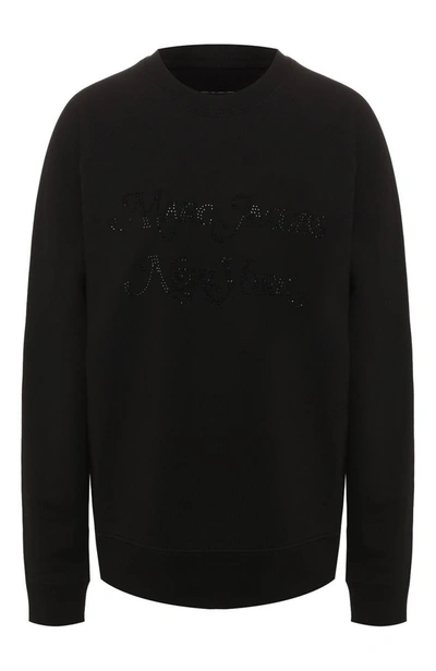 Marc Jacobs The  Rhinestone Logo Sweatshirt In Black