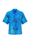 Marni Floral-print Short-sleeve Shirt In Blue
