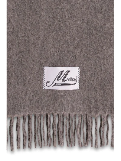 Marni Logo Patch Fringed Scarf In Mtn99