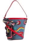 OLYMPIA LE-TAN smoking lip embroidered bucket tote,GLASS100%