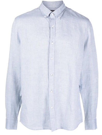 Michael Kors Long-sleeved Linen Shirt In Clear Blue
