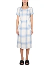 Aspesi Pleated Check Maxi Dress In Blue