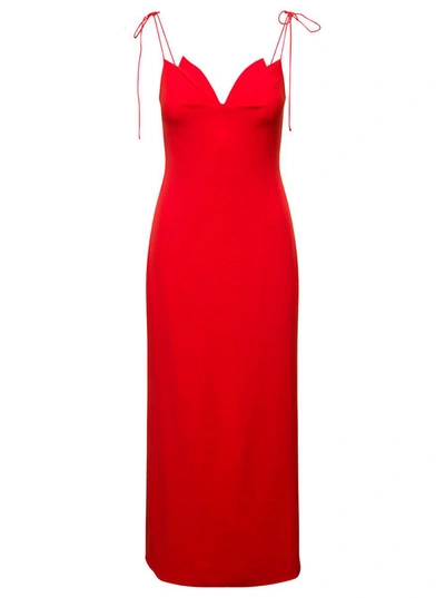 Del Core Sweetheart-neck Silk Dress In Rosso