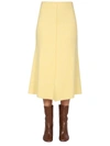 Jil Sander Flared Wool Skirt With Discreet Zipper Closure In Yellow
