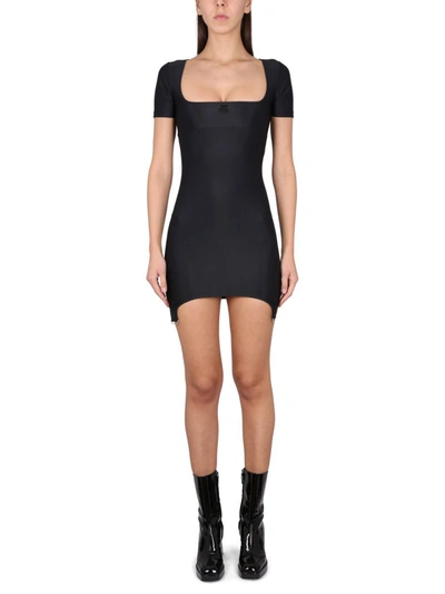 Courrèges Mini Dress With Logo In Black