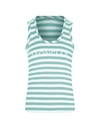 Moncler Mint Green Striped Tank Top With Logo In Green