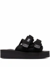 Suicoke Moto-po Touch-strap Slides In Black