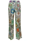 ALBERTO BIANI MULTICOLOR LOOSE PANTS WITH GRAPHIC PRINT IN SILK WOMAN