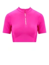 Off-white Half-zip Cropped Training T-shirt In Pink