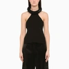 Off-white Halter Neck Tubolar Stretchy Top In Black