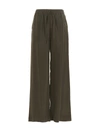 P.a.r.o.s.h Elastic Waistband Frayed Edges Wide-leg Trousers In Green