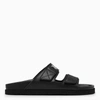 Palm Angels Black Double-strap Thong With Logo In Black